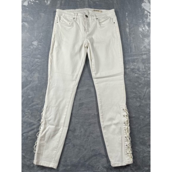 Blank NYC Jeans Womens 28 White Intro Lace Up Skinny Ankle Stretch Low Rise - Picture 1 of 16